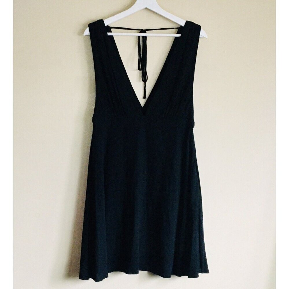 Cotton Candy LA Twirl Black Plunge Mini Flare Dress Size M